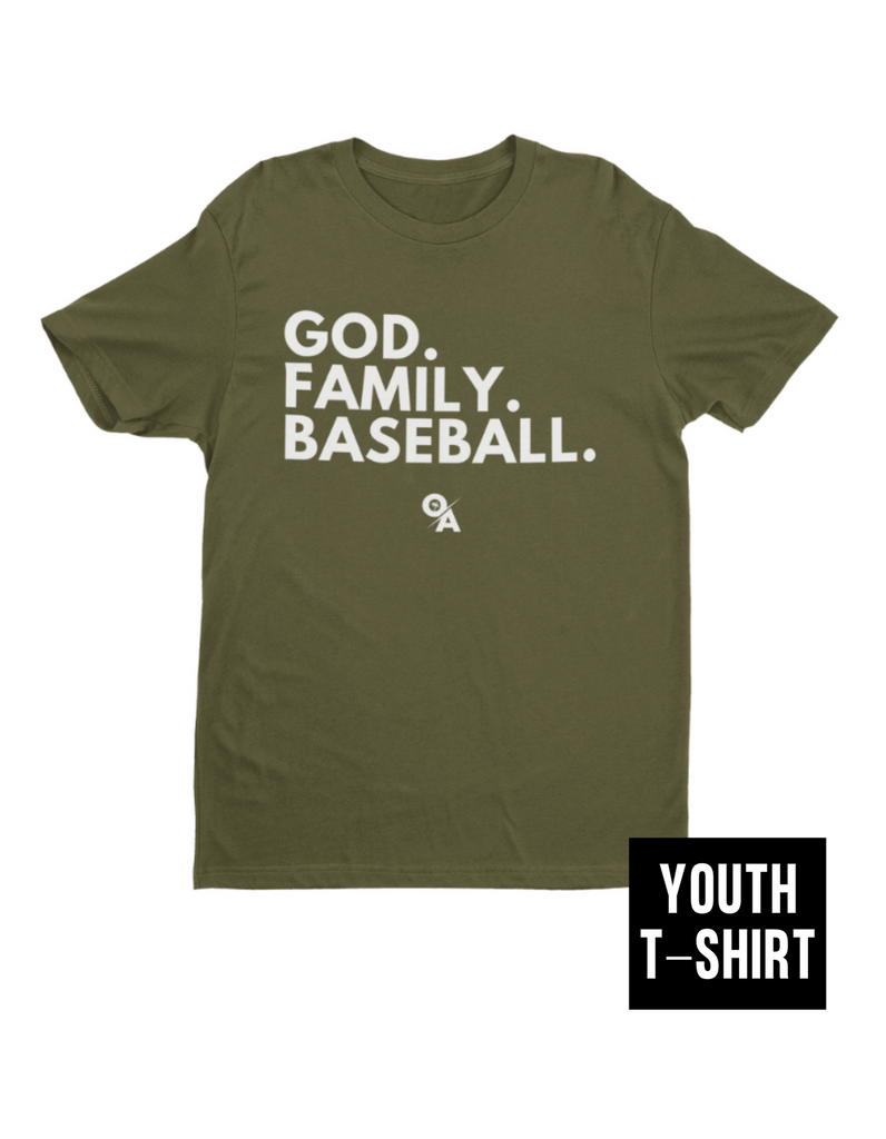 Youth Army SLIM FIT Green God. Family. Baseball. T-Shirt